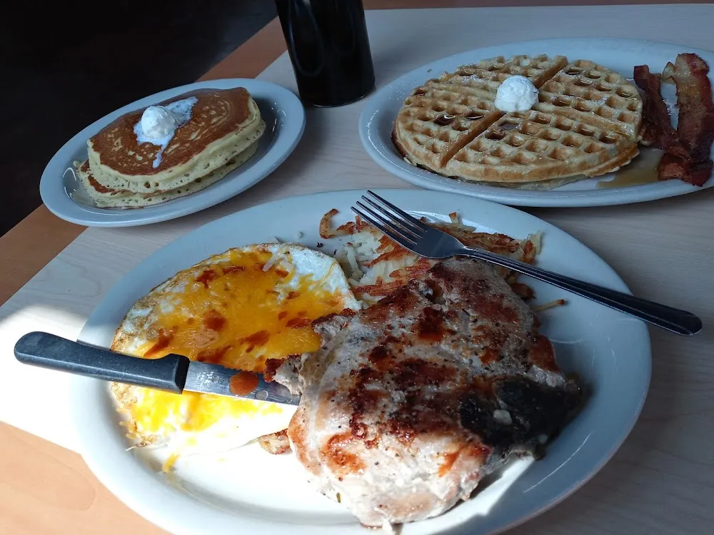 Pork Chop Eggs Pancakes
